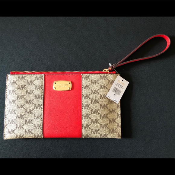 Michael Kors Handbags - Michael Kors Large “Center Stripe” Zip Clutch